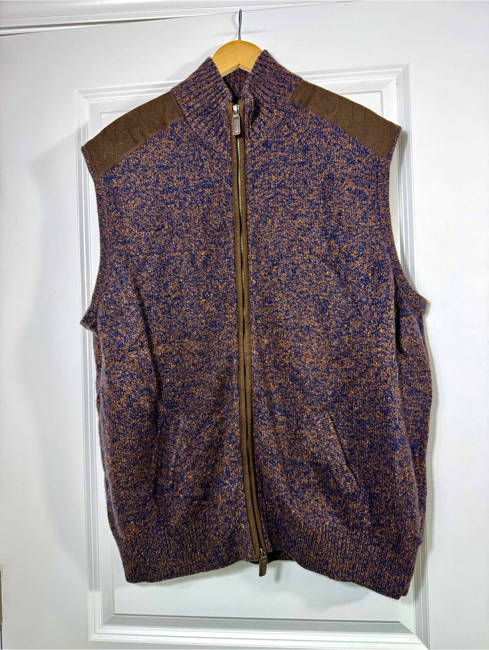 Cremieux Collection Men's Full-Zip Sweater Vest Brown Wool Blend XXL Cabincore